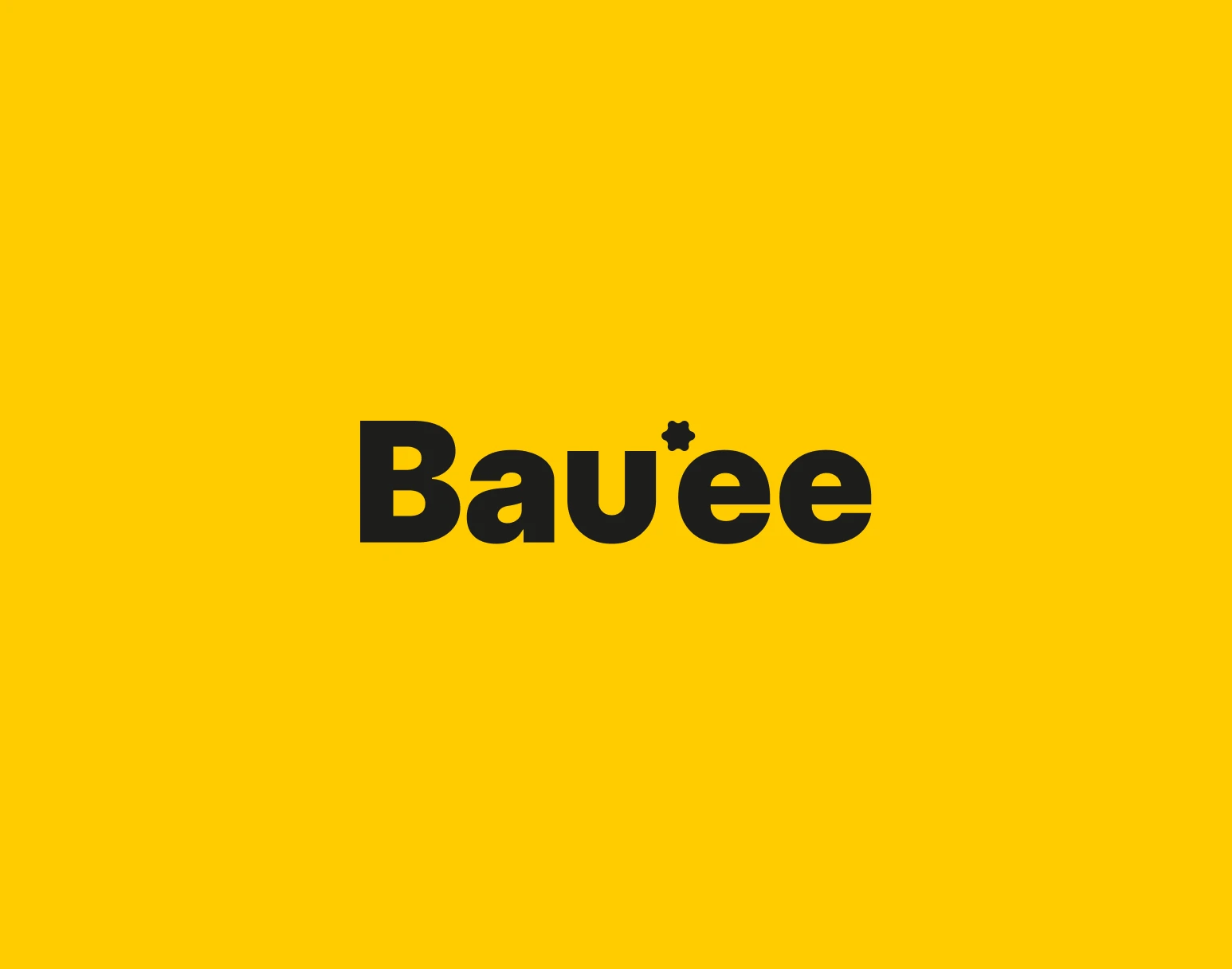 Projekt UI/UX sklepu Bauee - logo ciemne na żółtym tle