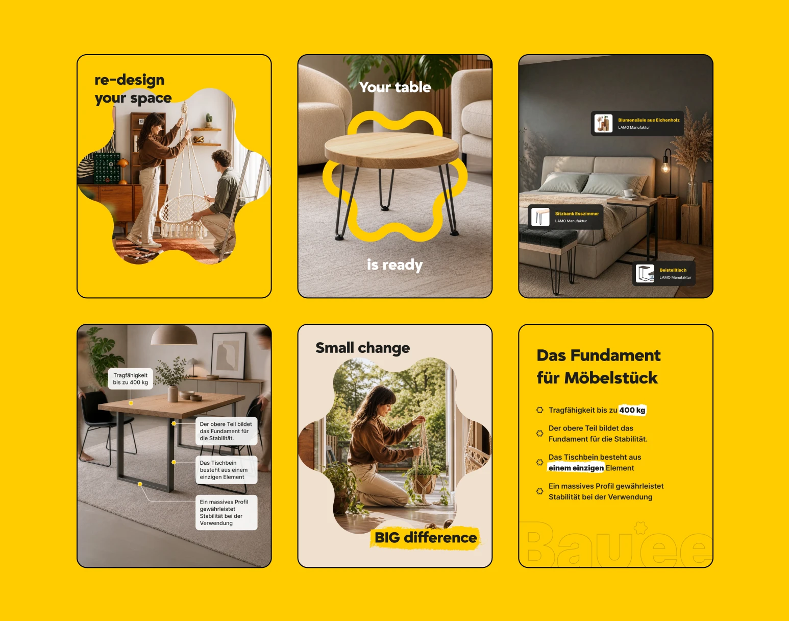 Projekt UI/UX sklepu Bauee - widok grafik dla social media